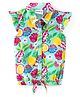Babyhug Rayon Woven Frill Sleeves Shirt Styled Knot Top With Frills Tropical Theme Print - Light Green