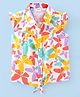 Babyhug  Rayon Woven Frill Sleeves Front Open Top with Knot Detailing Butterfly Print - White