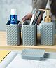 UMAI 4 Pcs Ceramic Bathroom Accessories Set - Tooth Brush Holder, Water Cup (340ml), Soap Dispenser (350ml), Soap Holder Dish for Bathroom (Grey)
