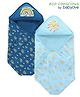 Babyoye 100% Organic Cotton with Eco Jiva Finish All Over Printed Towel & Wrapper L 81 x B 79 cm - Blue