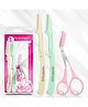 Majestique Eyebrow Trimmer Scissors with Folding Facial Razors | Portable and Reusable Face Razor - 3Pcs Multicolor