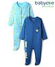 Babyoye 100% Organic Cotton with Eco Jiva Finish Full Sleeves Sun Shine Printed Sleep Suits Pack of 2 - Blue