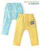 Babyoye 100% Organic Cotton With Eco Jiva Finish Full Length Diaper Leggings Sun & Cloud Print Pack Of 2 - Blue & Yellow