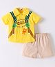 Kookie Kids Half Sleeves Shirts & Shorts Set With Teddy Print-  Yellow