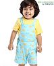 Babyoye  100% Oragnic Cotton Knit with Eco Jiva Finish Dungarees & Half Sleeves T-Shirt Sun & Text Print - Blue & Yellow