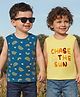Babyoye 100% Organic Cotton with Eco Jiva Finish Sleeveless T-Shirts Sun Print Pack of 2 - Blue & Yellow