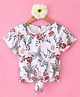 Kookie Kids Half Sleeves  Floral Printed Top with Knot Detailing - White