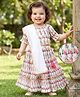 Babyoye Woven Three Fourth Sleeves Ghagra Choli Set with Dupatta - Pink