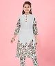 Aarika Three Fourth Sleeves Floral Embroidered Kurta - White