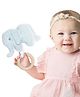 Baby Moo Elephant Wooden Teething Ring Soft Knitted Rattle - Blue