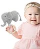 Baby Moo Elephant Wooden Teething Ring Soft Knitted Rattle - Grey