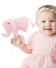 Baby Moo Elephant Wooden Teething Ring Soft Knitted Rattle - Pink