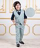 Mark & Mia Full Sleeves Bow Print Party Suit with Bow & Waistcoat - Multicolor