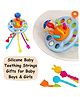 BitFeex Silicone Astronot Pull String Ball Teething Toys Baby Sensory Toys Pop and Sliding Buttons- Color & Design May Vary