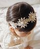 Ziory Floral  Designed & Pearl Embellished Headband - Golden