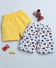 BUMZEE Pack Of 2 Solid & Ship Printed Shorts - White & Yellow