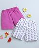 BUMZEE Pack Of 2 Solid & Baby Teddy Bear Printed Shorts - Purple & White