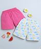 BUMZEE Pack Of 2 Solid & Elephant  Printed Shorts - Pink & White