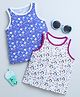 BUMZEE Pack Of 2  Sleeveless Floral & Unicorn Printed Vests - Blue & White