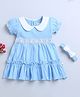 BUMZEE Half Sleeves Lace Detailed Tiered Dress With Headband - Sky Blue