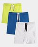 Anthrilo Pack Of 3 Solid Shorts - Ecru, Blue & Lime Green