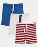 Anthrilo Pack Of 3 Solid & Striped Shorts - Red Ecru & Blue