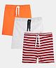 Anthrilo Pack Of 3 Solid & Striped Shorts - Red Ecru & Orange