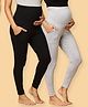 The Mom Store Pack Of 2 Solid Maternity Leggings - Olive & Grey