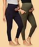 The Mom Store Pack Of 2 Solid Maternity Leggings  - Olive & Navy