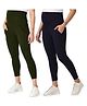 The Mom Store Pack Of 2 Solid Maternity Leggings  - Olive & Navy