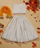 Saka Designs By Sapna Sleeveless Foil Printed Lehenga Choli With Dupatta - White