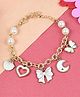 Asthetika Bow & Moon Charm Detailed Chain Bracelet - White