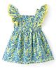 Babyhug Rayon Woven Frill Sleeves Frock with Floral Print - Blue