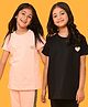 Anthrilo Terry Pack Of 2 Half Sleeves Heart Printed Tees - Pink & Black