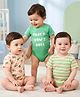Babyoye 100% Cotton With Eco Jiva Finish Half Sleeves Construction Vehicles Printed Onesies Pack of 3 - Multicolour