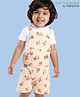 Babyoye  100% Cotton Knit With Eco Jiva Finish Dungaree with Half Sleeves T-Shirt Tractor Print - Multicolour