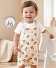 Babyoye  100% Cotton Knit With Eco Jiva Finish Dungaree with Half Sleeves T-Shirt Tractor Print - Multicolour