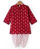 Babyhug Cotton Woven Full Sleeves Hand Block Printed Kurta & Dhoti Set - Red & White