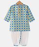 Babyhug 100% Cotton Woven Full Sleeves Kurta & Dhoti Set With Hand Block Print -Multicolour