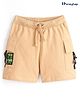 Honeyhap Premium   100% Cotton Knit   Shorts  With Bio Finish Text Print  - Sand