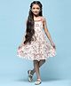 BIBA Sleeveless Floral Printed Tiered Cotton Dress - Beige