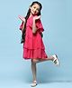 BIBA Half Sleeves Swiss Dots Embroidered Layered Dress  - Pink