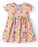 Babyhug Single Jersey Knit Half Sleeves Frock with Apple Print - White