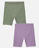 Mackly Pack of 2 Cotton Elastane Solid Shorts - Olive & Purple