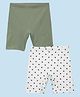 Mackly Pack of 2 Cotton Elastane Solid & Stars Printed Shorts - Olive & White