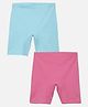 Mackly Pack of 2 Cotton Elastane Solid Shorts - Pink & Turquoise Blue