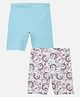 Mackly Pack of 2 Cotton Elastane Solid & Unicorn Printed Shorts - Multi Colour & Turquoise Blue