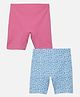 Mackly Pack of 2 Cotton Elastane Solid & Abstract Printed Shorts - Pink & Blue