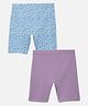 Mackly Pack of 2 Cotton Elastane Solid & Abstract Printed Shorts - Purple & Blue
