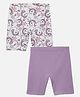 Mackly Pack of 2 Cotton Elastane Solid & Unicorn Printed Shorts - Purple & Multi Colour